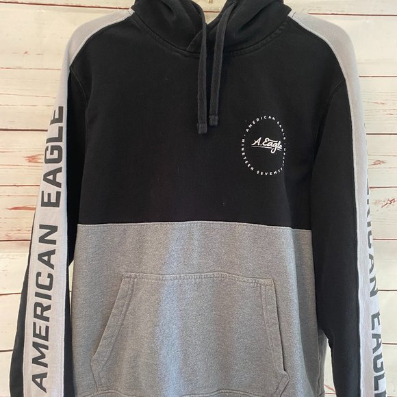 American Eagle Outfitters Tops - American Eagle Hoodie Sweatshirt Black, Gray & White NWOT Women's Size Large